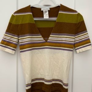 Celine Multi Color Stripe Cashmere Blend Top